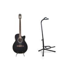 Imagem de Kit Violão Land Eletrico Nylon Preto + Suporte De Chão