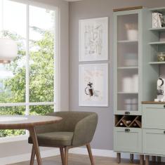 Imagem de Balcão Cristaleira Para Cozinha com Porta de Vidro Provençal Iluminata Genialflex Verde Mint