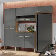 Imagem de Cozinha Compacta Kit's Paraná Nala com 10 Portas, 2 Gavetas e 4 Prateleiras - 222cm de largura