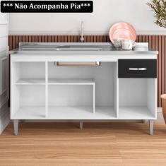 Imagem de Balcão Gabinete Para Pia 150cm 4 Portas 1 Gaveta Gabriela Sem Tampo Ci