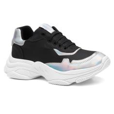 Imagem de Tênis Chunky Feminino Sneaker Plataforma Form's, Preto, 35, Feminino