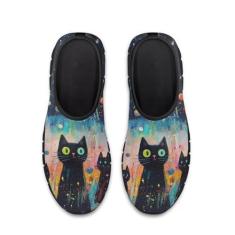 Imagem de GOSTONG Tênis de arte floral para mulheres, confortável, sola macia, antiderrapante, tênis de caminhada para viagens ao ar livre, fácil de calçar, leve, para uso interno, preto, 34-48, Pintura a óleo