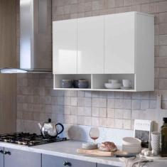 Imagem de Armário Aéreo 3 Portas Milão Suspenso Para Quarto Cozinha Sala Branco