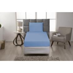 Imagem de Lençol Solteiro Microfibra Simples 2 Peças Clean - Suítes Sonhos, Azul