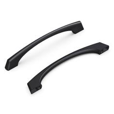 Imagem de Hickory Hardware Puxadores de armário de cozinha, puxador de gaveta para portas e gavetas de cômoda, ferragens para banheiro, furo central de 128 mm, preto fosco, coleção Greenwich