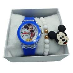 Imagem de Kit Pulseira e Relógio Analógico Infantil Led Luzes Minnie - Casa Voir