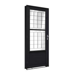 Imagem de Porta de Aço de Giro com Postigo e Grade Quadrada 215x90cm Facilitá Lucasa Preto