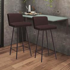 Imagem de Kit Mesa Suspensa de Parede Fixa MDF Verde Oliva + 2 Banquetas Lexi Ferro Marrom Sintético Marrom - Ahazzo Móveis