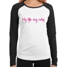 Imagem de Baby Look Raglan My Life My Rules Manga Longa - Foca Na Moda