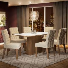 Conjunto Mesa de Jantar Paris Com Vidro Freijó Cinza e 8 Cadeiras Júlia  Kraft : Sala de Jantar - Sala de Jantar Completa : Julia Arns