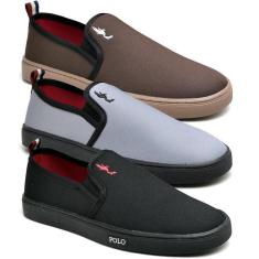 Imagem de Kit 3 Pares Tênis Slip On Masculino Lona Dia a Dia Casual-Masculino