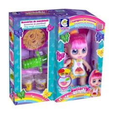 Imagem de Boneca Butterfly Rainbow Com Massinha Para Fazer Espaguete Cotiplás -