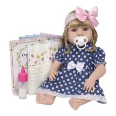Imagem de Boneca Bebe Estilo Reborn Menina Loira Fofinha Abigail - Cegonha Rebor