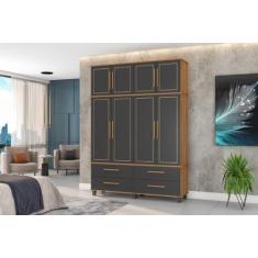 Imagem de Roupeiro / Guarda Roupas Hou Triplex 4 Portas + 4 Gavetas Pés Elevados