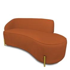 Imagem de Sofá 3 Lugares Orgânico 180cm Pé Dourado Morgan Bouclê Terra D03 - D'r