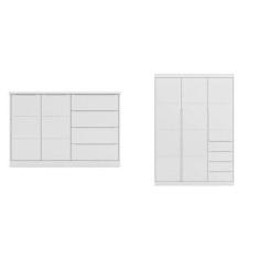 Imagem de Quarto Infantil com Guarda Roupa 3 Portas 4 Gavetas e Cômoda Pérola Phoenix Baby Branco