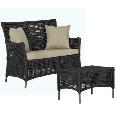 Imagem de 1 Sofá Área e Mesa Igapó Alumínio Pintura Marrom Corda Náutica Estofado Impermeável Almofada 7 Trama