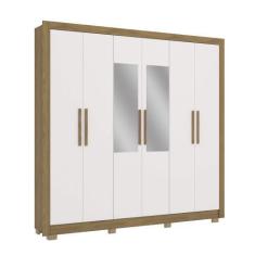 Imagem de Guarda Roupa Casal 6 Portas Com 3 Gavetas Pés E Espelhos 232cm Cb03m56
