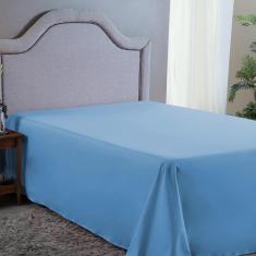 Imagem de Lençol Casal Avulso 400 Fios Azul Piscina 2,50m x 2,00m