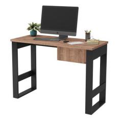 Imagem de Mesa Para Computador Estilo Industrial Com Gaveta Chess F04 Preto/Sola