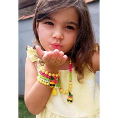Imagem de Kit Relógio Infantil Digital Menina Esporte Watch + Conjunto Colar e Anel Florzinha Borboleta Coração Miçangas Pérolas