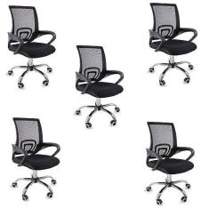 Imagem de Kit 5 Cadeiras de Escritorio Begonia Tela Mesh Ergonomica - Preto