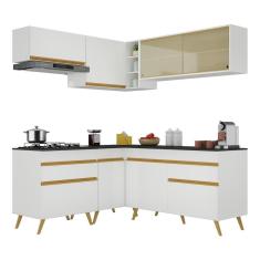 Imagem de Armário De Cozinha Completa De Canto V262 Branco Dourado