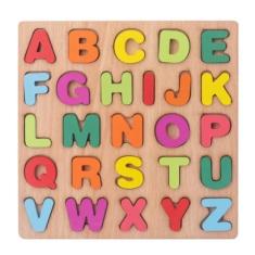 Imagem de Alfabeto Numeral Geométrico Didático De Madeira Puzzles Colorido Jogo de Correspondência Inteligente, Pré-Escolar Crianças, Primeiros Brinquedos Educativos, Aprenda Brincando. (Alfabeto)