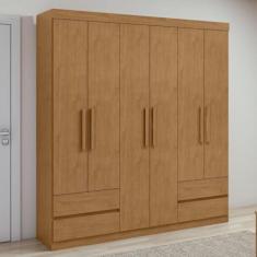 Imagem de Guarda-roupa 6 Portas 4 Gavetas Zeus Amêndoa Clean