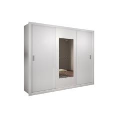 Imagem de Guarda Roupa 3 Portas De Correr E 4 Gavetas C Espelho Veneza Premium Branco Rufato