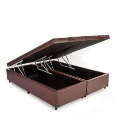 Imagem de Cama Box Baú Queen Gold Marrom Bipartido Com Pistão A Gás - 158X198x41