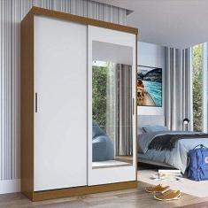 Imagem de Guarda Roupa 2 Portas Correr 2 Gavetas e Espelho Tuco Espresso Móveis Amadeirado/Branco