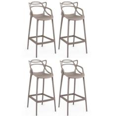 Imagem de Kit 4 Banquetas Allegra com Encosto Design Cozinha/bancada - Fendi