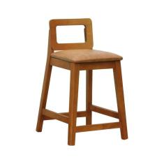 Imagem de Banqueta Média River Madeira Maciça - Amêndoa Assento Estofado Corano Marrom Mescla