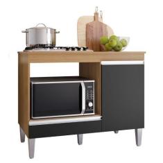 Imagem de Balcão Para Cooktop Carla 1 Porta Amendoa Preto AJL