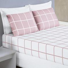 Imagem de Jogo Cama Lençol Brooklyn King Quadriculado Micropercal 200 Fios 3 Peç