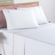 Imagem de Jogo Cama Lençol Percal 200 Fios 100% Algodão Bordado Liana - Bia Enxo