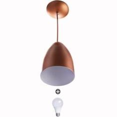 Imagem de Lustre Pendente Cone Alumínio 20x14cm Cobre + Lampada