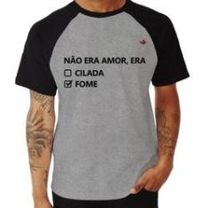 Imagem de Camiseta Raglan Não era amor, era fome - Foca na Moda