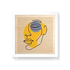 Imagem de Arte Maníacos Quadro decorativo com moldura caixa  em Madeira - Rosto  e Roxo - 30x30cm