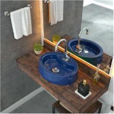Imagem de Kit Cuba OV43 com Torneira Luxo 1195 Metal e Válvula Click 1 Polegada G e Sifão Pvc e Flexível Compace  Escuro
