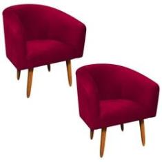 Imagem de Kit 02 Poltronas Stella Veludo  Pés Palito Castanho D'Rossi