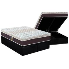 Imagem de Cama Box Baú King: Colchão Molas Ensacadas Castor Pocket Class Híbrido + Base Black(193X203)