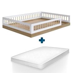 Imagem de Cama Montessoriana Casal Infantil Colchão Aveiro Branco Jm
