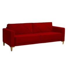 Imagem de Sofá 3 Lugares Confortável Tucson Veludo Vermelho Simonetto - Meu Esto