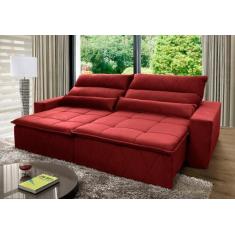Imagem de Sofá Retrátil Reclinável Amsterdam 2,50m Suede Velut Vermelho Molas no