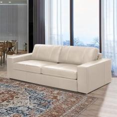 Imagem de Sofá Decorativo Agatha 2 Lugares Sala de estar 150cm Pés em Madeira Couro Bege G88 - Gran Belo