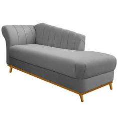 Imagem de Recamier Vanessa 160cm Lado Direito Suede Cinza - Doce Sonho Móveis