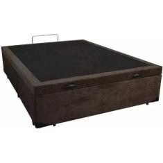 Imagem de Cama Box Baú Casal Blindado Suede Marrom com Pistões a gás - Real Comf