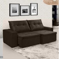 Imagem de Sofá 3 Lugares Lottus 2,25M Retrátil Reclinável Marrom - Premier Estof